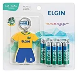 (prime) Kit Pilhas Alcalinas Camisa das Seleções 4AA, 4AAA e Chaveiro Camisa Seleções, Elgin