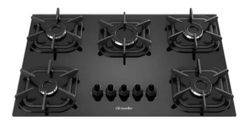 Cooktop Mueller 5 Bocas Ultra Chama Vidro Temperado Bivolt.