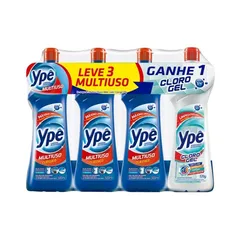 Limpador Multiuso Ypê 500ml Com 3 Unidades Grátis Cloro Gel