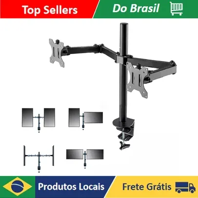 Suporte Ergonômico Articulado de Mesa para 2 Monitore de 17'' a 32'' com Peso Máximo de 8kg em Cada Braço