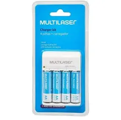 Carregador de Pilhas Multilaser AA/AAA + 4 Pilhas AA 2500Mah - CB054 | R$ 59,90