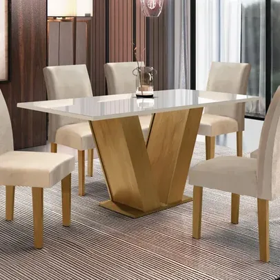  Sala De Jantar 160cm Tampo Em Vidro/mdp Espanha Espresso Móveis Ypê/off White