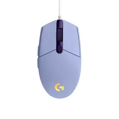 Mouse Gamer Rgb Logitech G203 Lightsync Com Efeito De Ondas De Cores 6 Botões Programáveis E Até 8.000 Dpi - Lilás