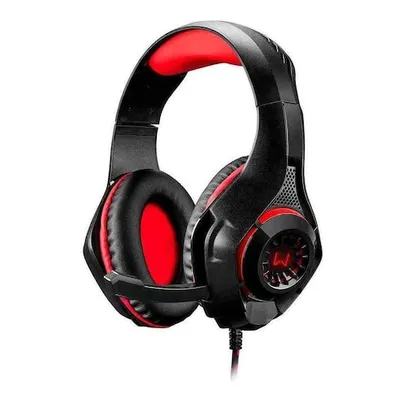 Fone De Ouvido Over-ear Gamer Warrior Rama Preto E Vermelho Com Luz  Vermelho Led