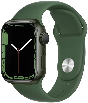 Apple Watch Series 7 (GPS), Caixa em alumínio verde de 41 mm com Pulseira esportiva trevo