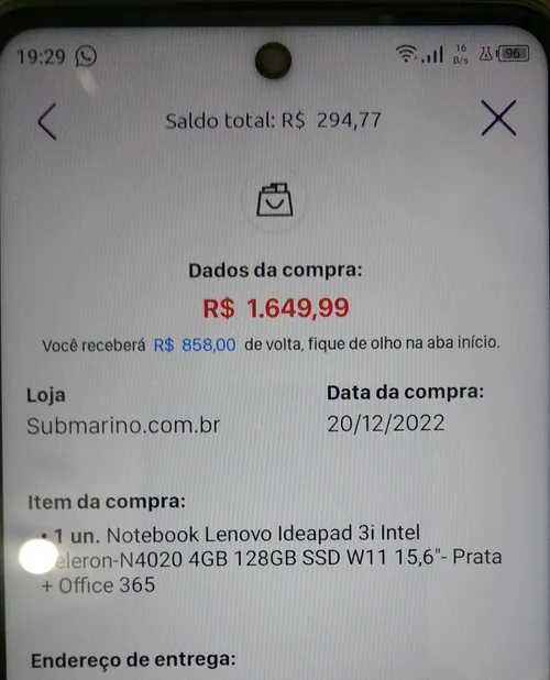 Imagem na descrição da promoção