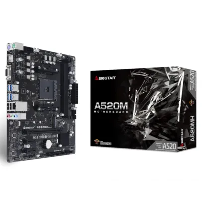 Placa Mãe Biostar A520MH, Chipset A520, AMD AM4, mATX, DDR4