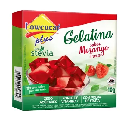 Gelatina Lowcucar Plus Com Stevia Morango 10G