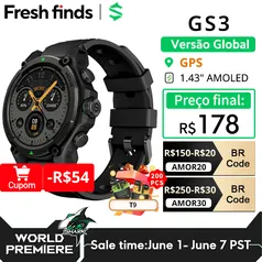 Smartwatch Blackshark GPS, Versão Global, Relógio de Posicionamento por Satélite, Estreia Mundial, 1,43'' 