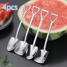 Conjunto De 4 Colheres De Aço Inoxidável Portáteis, Criativas Para Sobremesa, Melancia E Sorvete De Frutas