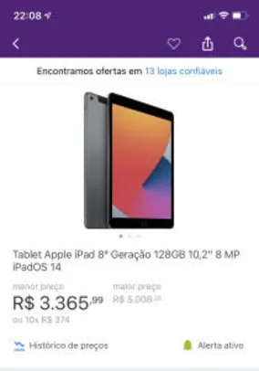 Apple iPad 8ª Geração 10.2 128GB WIFI | R$3366