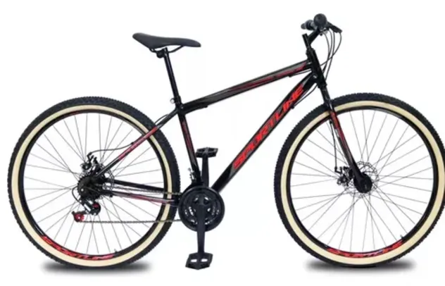 Bicicleta KRW Aro 29 Aço Carbono 21 Velocidades Freio A Disco Cor Preto/Vermelho