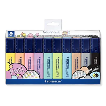 Marcador de Texto, Staedtler, Textsurfer Classic, 10 Cores Pastel