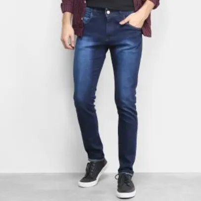 Calça Jeans Slim Grifle Estonada Masculina - Azul R$57