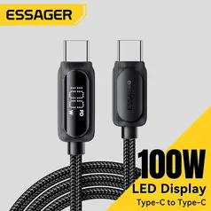 [Taxa inclusa] Cabo de Carregamento Essager 100W com Display e Acabamento Premium - USB para USB C, 1 Metro, Carregamento Rápido, 480MB/s