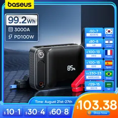 Power Bank 100W - Auxiliar de partida 3000A- Jamp starter 26800Mah Baseus 