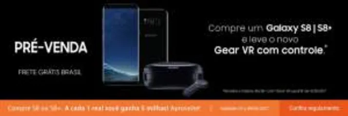 Samsung Galaxy S8 Preto, 5,8, 4G, 64GB, 12 MP + Samsung Gear VR + 17.599 Milhas Smiles