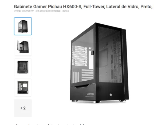 Gabinete Gamer Pichau HX600-S, Full-Tower, Lateral de Vidro, Preto, PG-HX6S-BL01