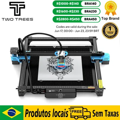 [DoBrasil / Moedas ] Gravadora e Cortadora a Laser TwoTrees-TTS-55 Pro - Controle WiFi Offline e Luz Azul 445 ± 5nm