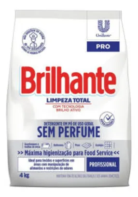 Detergente Em Pó Sem Perfume Brilhante Limpeza Total Pro 4kg