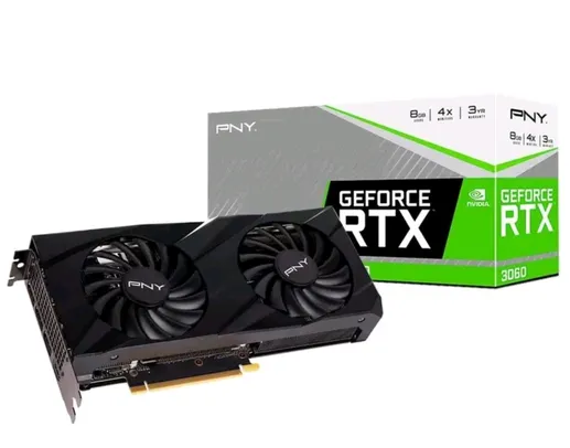 Placa de Vídeo RTX 3060 Verto PNY NVIDIA GeForce, 8 GB GDDR6, DLSS, Ray Tracing - VCG30608DFBPB1