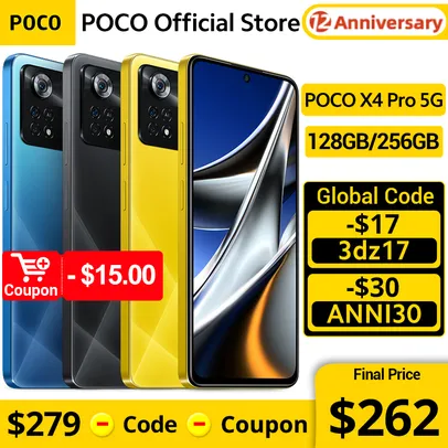 Smartphone POCO X4 PRO 256GB 8GB 5G NFC Tela 6.67" - Versão Global