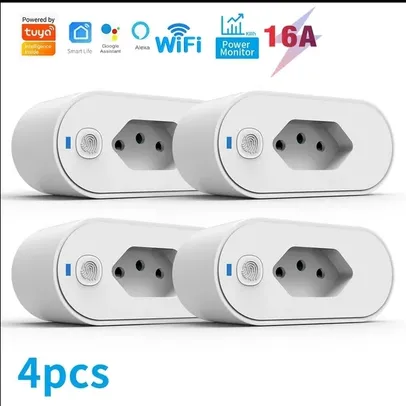 Adaptador Tuya WiFi, controle Smart Life App, Alexa e Google Home, adaptador de Soquete 16A 