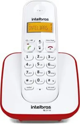 Saindo por R$ 110: Telefone sem Fio Digital, Intelbras, TS 3110, Vermelho(PRIME) | Pelando