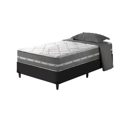 Cama Box Solteiro King Preto + Colchão Molas Ensacadas Miami 96x203x60cm