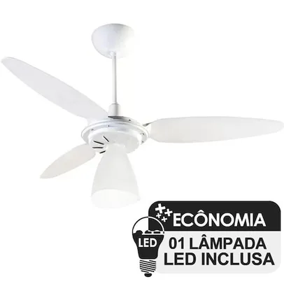 Ventilador de Teto Ventisol WindLight Branco 3 Pás, Cv3, 01 Lâmpada Led Inclusa