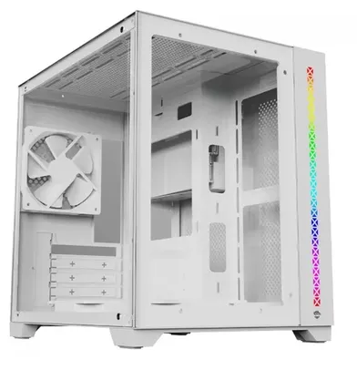 Gabinete Gamer Ninja Tsume, Cube, Mid Tower, RGB, Vidro Temperado, M-ATX, White, Sem Fonte, Sem fan