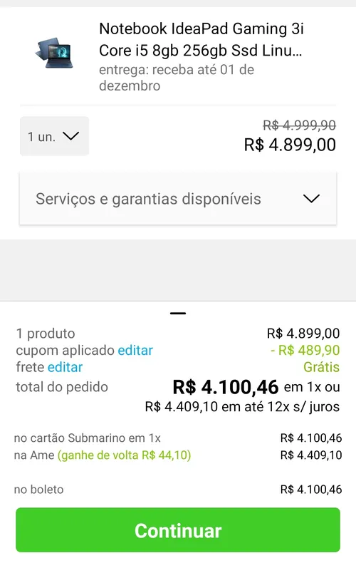 Imagem na descrição da promoção