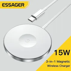 Estação de carregamento dobrável Essager, suporte rápido carregador sem fio para iPhone 14, 13, 12, 11, Apple Watch, Airpods Pro, iWatch, 15W, 3 em 1