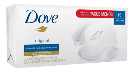 (CARTÃO MERCADO PAGO) Sabonete Em Barra Corporal Dove Original 90g - 6 Unidades