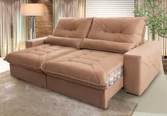 Sofá Retrátil/Reclinável Sevilha 3,00m Suede Velut Bege c/ Molas Ensacadas - King House | R$1680