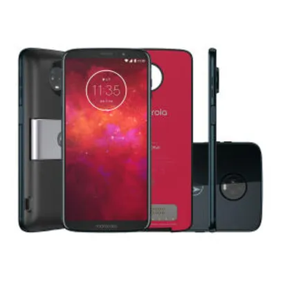 Smartphone Moto Z3 Play Power Pack & DTV Edition 64GB Indigo Tela 6" Câmera 12MP Android 8.1 | R$1.299