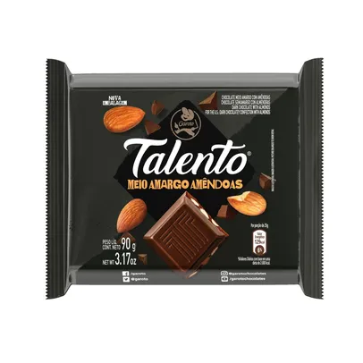 [BRASÍLIA] Chocolate GAROTO TALENTO Meio Amargo com Amêndoas 90g 