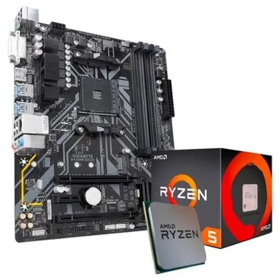 Kit Processador AMD Ryzen 5 1600, Cache 19MB, 3.2GHz + Placa-Mãe Gigabyte B450M DS3H | R$1.254