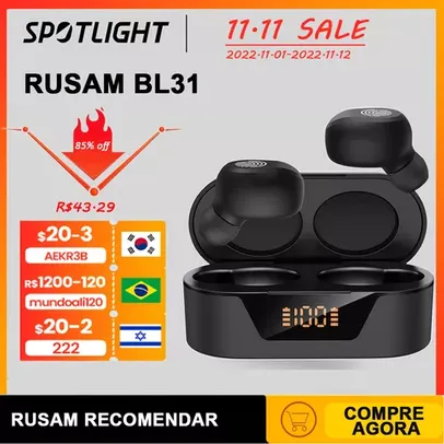 Fone de Ouvido Rusam Bl31 Bluetooth Headset Tws Wireless Headphones