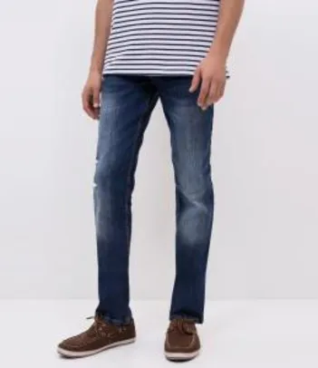 Calça Slim com puídos em jeans - R$38