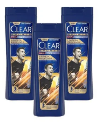 [VISA/APP ML] Shampoo Anticaspa Clear Men Limpeza Profunda 400ml - 3 Un