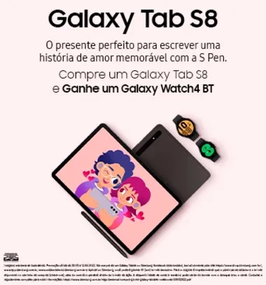 [AME R$3.338,37] Samsung Galaxy Tab S8 + Galaxy Watch4 BT