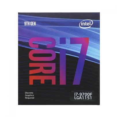 Processador Intel Core i7 9700F 3.00GHz (4.70GHz Turbo), 9ª Geração, 8-Core 8-Thread, LGA 1151, BX80684i79700F, S/Vídeo