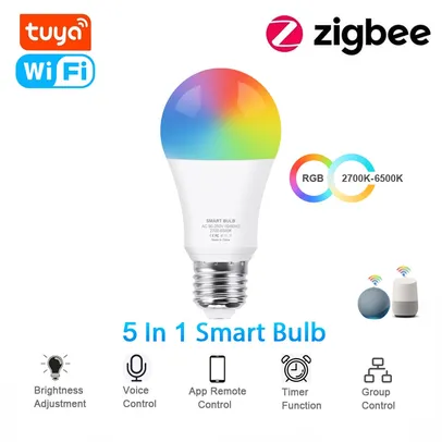 [Primeira Compra] Smart Bulb Tuya Wifi RGB E27 Compatível com Alexa