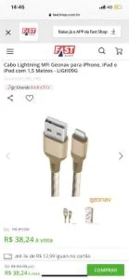 Cabo Lightning MFi Geonav para iPhone 1,5 Metros - R$38