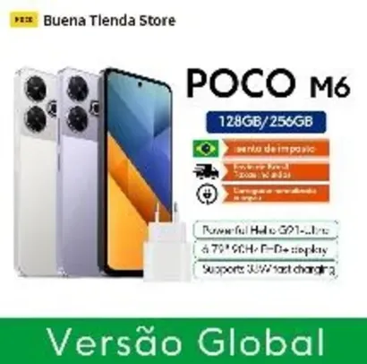 Smartphone Poco M6 Versão Global com Câmera Dupla, NFC, Tela de 6,79", 8GB de RAM, 128GB de Armazenamento e Carregamento Rápido