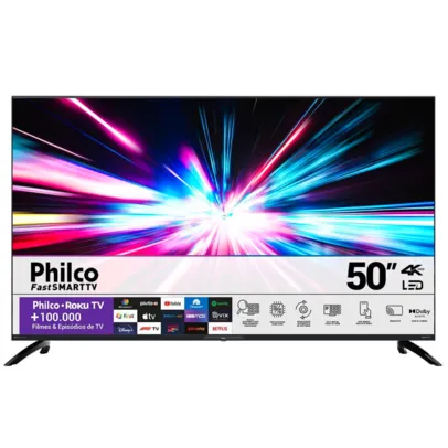 Smart TV 50 Polegadas 4K Philco PTV50G7PR2CSB Roku Tv Led Dolby Audio Bivolt