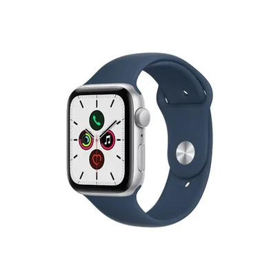 Apple Watch SE GPS 44mm Caixa Prateada de Alumínio Pulseira Esportiva Azul-Abissal