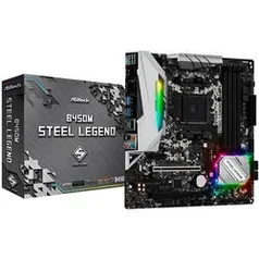 Placa Mãe AsRock B450M Steel Legend mATX DDR4 3533 PCI HDMI USB 3.1 DisplayPort - R$759