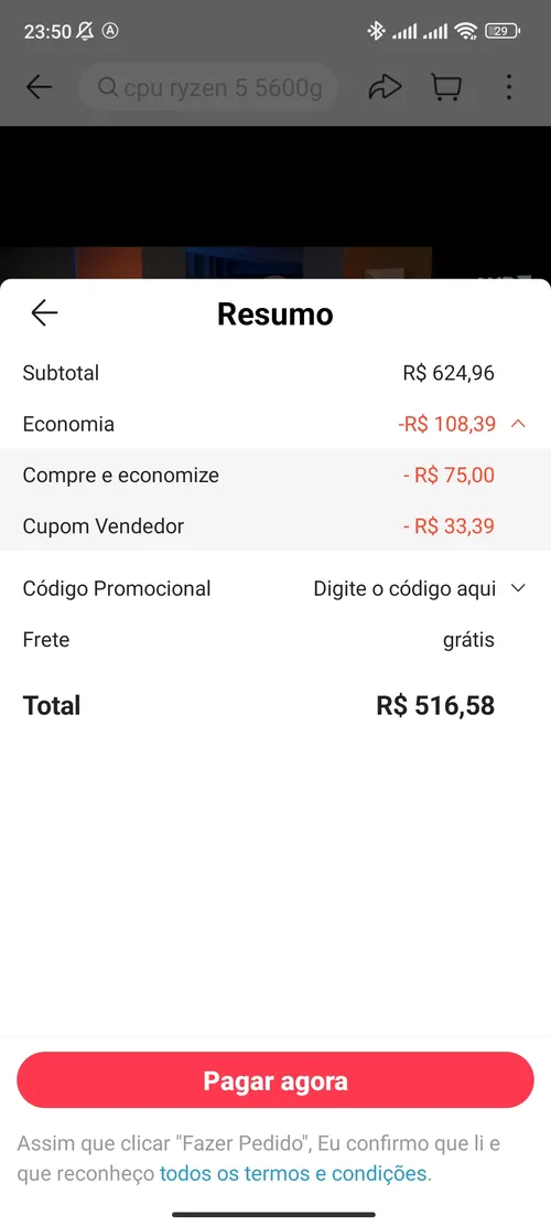 Imagem na descrição da promoção